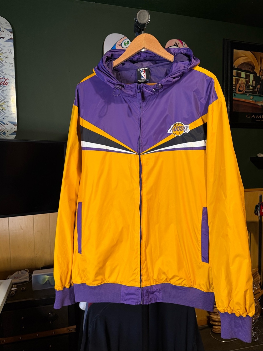 NBA La Lakers XL Purple Hooded Jacket windbreaker thin, zip up